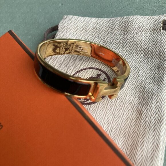 Hermes clic clac H bracelet Gold Black Small - Picture 1 of 6